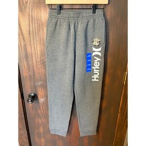 Hurley Boys Heather Gray Fleece Jogger Sweatpants Logo Size L 14/16 NWT